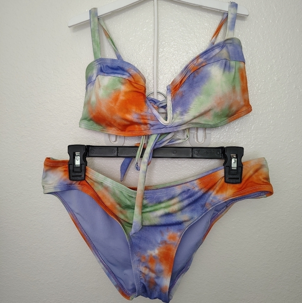 Lucky Brand Blue/Green /Orange Bikini Set Sz L NWOT - Picture 6 of 14